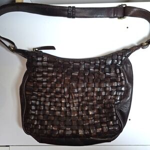 Marta‎ Ponti Portugal Woven Leather Shoulder Bag Adjustable Strap Boho Vintage